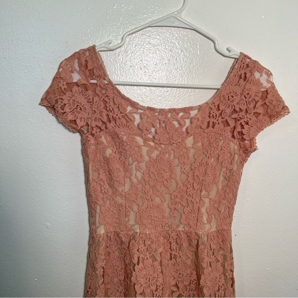 American Eagle Lace Fit & Flare Dress Light Pink - Picture 2 of 11